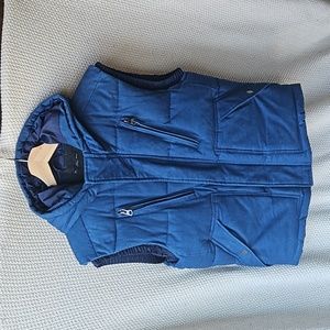 Zara Man 1975 Blue Puffer Hooded Full Zip Vest
